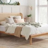 Birlea Astrid Rattan and Oak Wooden Bed Frame - 4ft6 Double