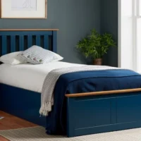 ASC Sydney Navy Blue Wooden Ottoman Bed Frame - 3ft Single