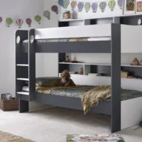 Bedmaster Oliver Grey and White Bunk Bed Frame - 3ft Single