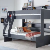 Bedmaster Oliver Onyx Grey Triple Bunk Bed Frame - 3ft Single
