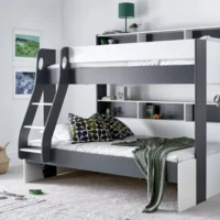 Bedmaster Oliver Grey and White Triple Bunk Bed Frame - 3ft Single