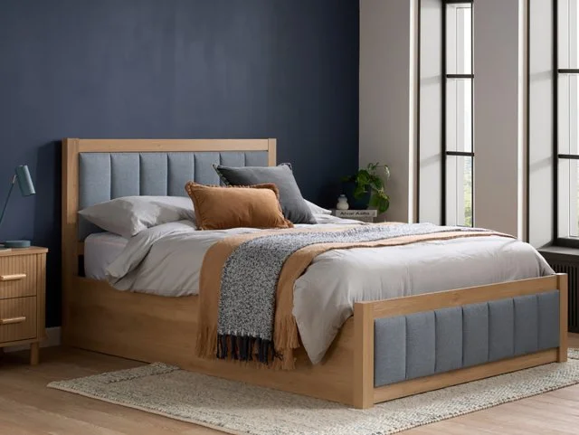 Birlea Belmont Ottoman Grey and Oak Wooden Bed Frame - 5ft King Size