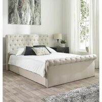 Aspire Chesterfield Linen Ottoman Side Storage Bed - Super King