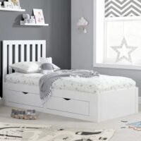 Aspen Wooden Single Bed With 4 Drawers In White
