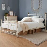 Atalla Metal Double Bed In Cream