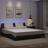 Attica Faux Leather Super King Size In Black And White With LED