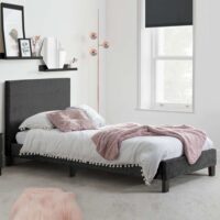 Beano Fabric Single Bed In Black Crushed Velvet
