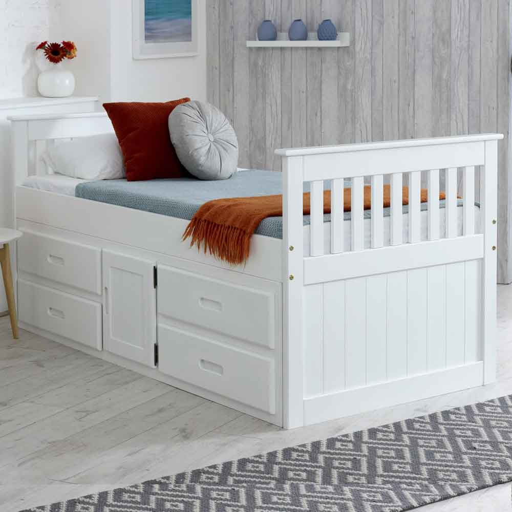 Belcourt Wooden Children Bed With 4 Drawers In White