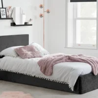 Birlea Berlin Black Crushed Velvet Glitz Fabric Ottoman Bed Frame - 5ft King Size