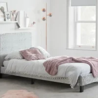 Birlea Berlin Steel Crushed Velvet Glitz Fabric Bed Frame - 5ft King Size