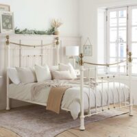 Brunt Metal Double Bed In Cream