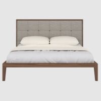 Calhoun Wooden King Size Bed With Fabric Headboard In Walnut