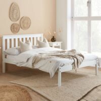 Danvers Wooden King Size Bed In White