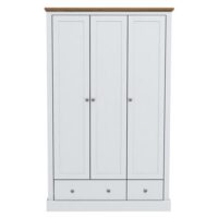 Devan Wooden Wardrobe With 3 Doors And 2 Drawers In White