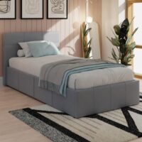 Eltham Side Lift PU Leather Ottoman Single Bed In Grey