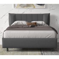 Hugo Fabric King Size Bed In Steel Grey