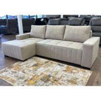 Huron Fabric Left Hand Corner Sofa Bed In Beige