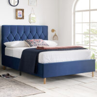 Laxly Fabric King Size Bed In Blue