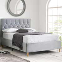 Laxly Fabric King Size Bed In Grey