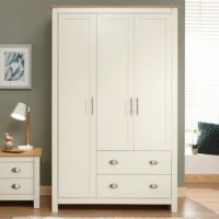 Loftus Wooden Wardrobe With 3 Doors 2 Drawers In Cream And Oak