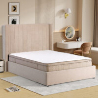 Madison Fabric Ottoman Storage King Size Bed In Stone