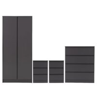 Mcgowen Wooden Bedroom Furniture Set With 2 Doors In Grey