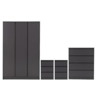 Mcgowen Wooden Bedroom Furniture Set With 3 Doors In Grey