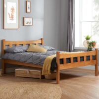 Miamian Wooden Double Bed In Antique Pine
