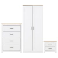 Parnu Wooden Bedroom Furniture Set With 2 Doors In White And Oak