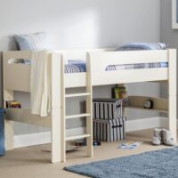 Paris Midsleeper Wooden Bunk Bed In Stone White