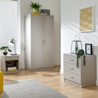 Probus Wooden Bedroom Set With 2 Doors Wardrobe In Light Grey