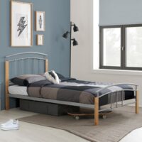 Tetra Metal Single Bed In Beech And Silver