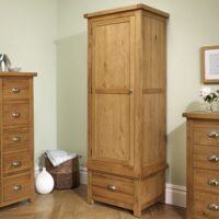 Webworms Wooden Wardrobe With 1 Door 1 Drawer In Oak