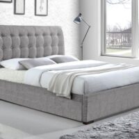 Time Living Hamilton Light Grey Fabric Bed Frame - 4ft6 Double