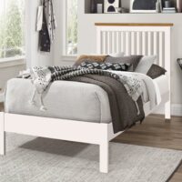 Time Living Ascot White and Oak Wooden Bed Frame - 3ft Single