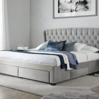 Bedmaster Newton Grey Fabric 4 Drawer Bed Frame - 4ft6 Double