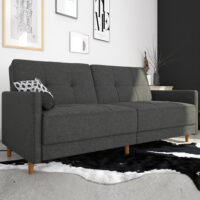 Abilene Fabric Sofa Bed With Oak Legs In Grey