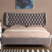 Aerfen Velvet King Size Bed In Grey