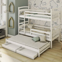 Aiken Wooden Bunk Bed With Foam Mattress In Matt White