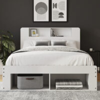 Americus Wooden Ottoman Storage Double Bed - White