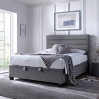 Ames Fabric Ottoman Storage King Size Bed In Marbella Grey