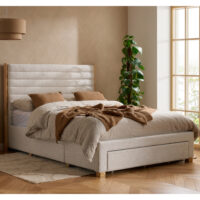 Arnhem Velvet King Size Bed With 3 Drawers In Grey