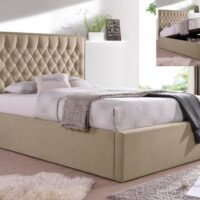 Bedmaster Wilson Oatmeal Fabric Ottoman Bed Frame - 5ft King Size