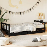 Berwyn 90x200cm Wooden Children Daybed In Black