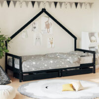 Bethel 80x200cm Wooden Children Daybed In Black