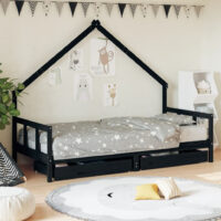 Bethel 90x200cm Wooden Children Daybed In Black