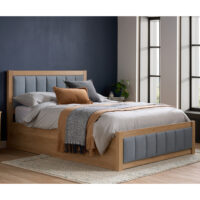 Bluefield Wooden Ottoman Storage King Size Bed In Grey And Oak