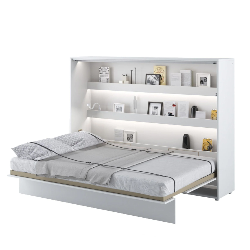 Cadillac Horizontal Wall High Gloss Double Bed In White