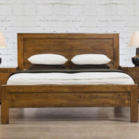 Calliope Wooden King Size Bed In Rustic Oak