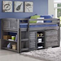 Camden Wooden Children Mid Sleeper Bed Left Ladder In Dark Grey